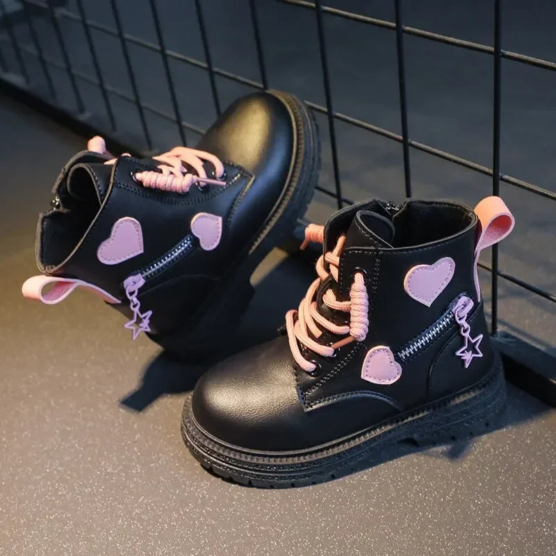 PU Leather Ankle Boots For Kids