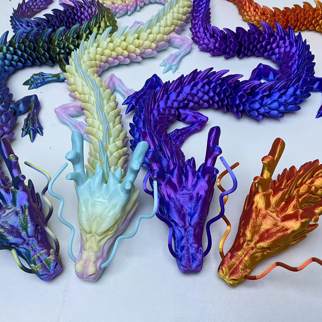 3D Printed Dragon Long Figurines