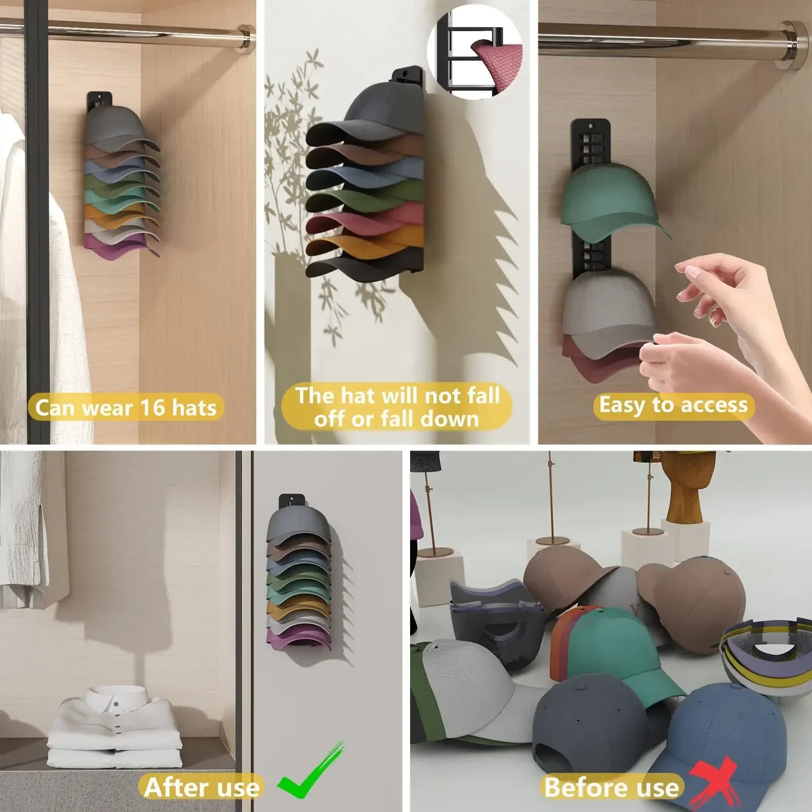 10 Grids Wall Mounted Cap Rack