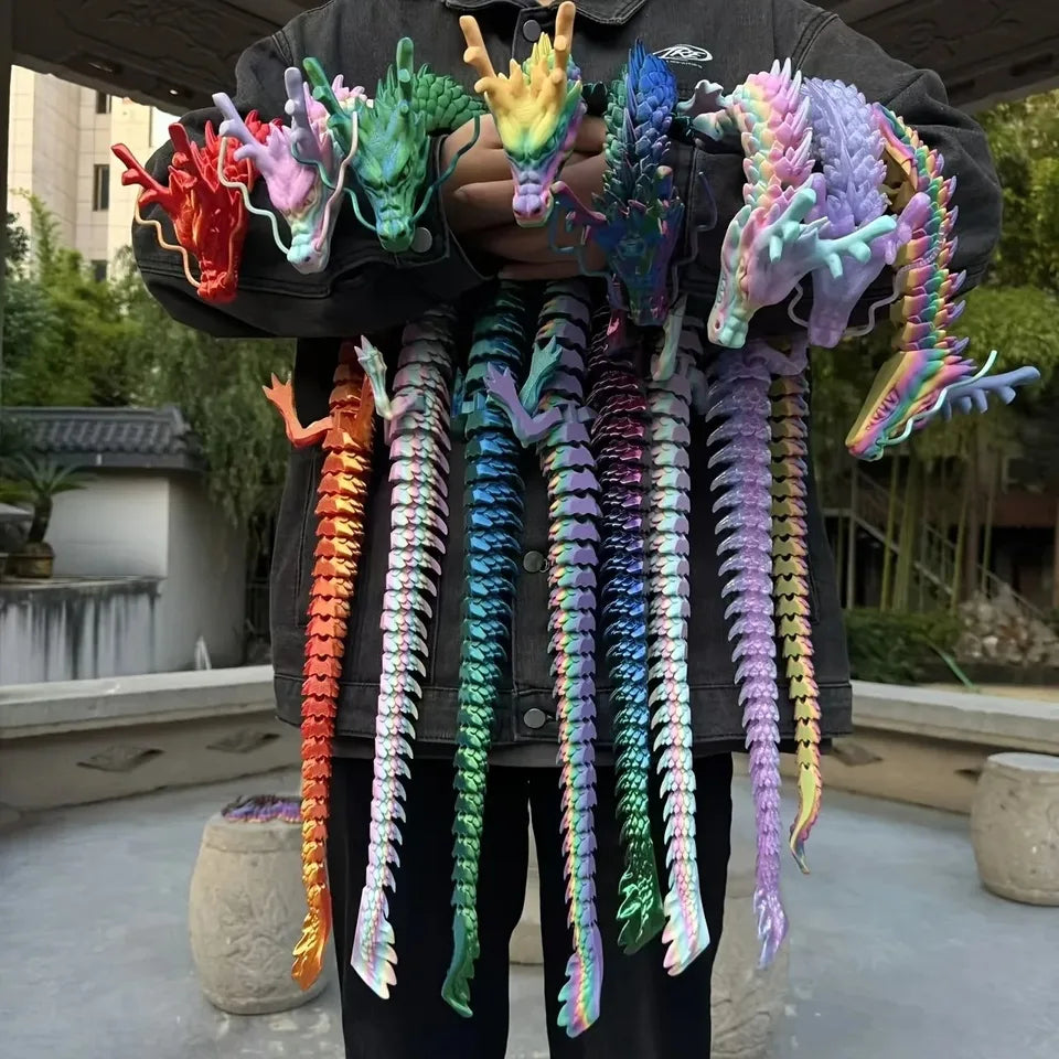 3D Printed Dragon Long Figurines