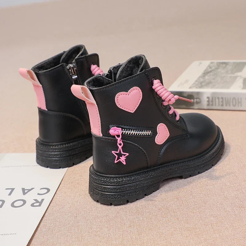 PU Leather Ankle Boots For Kids