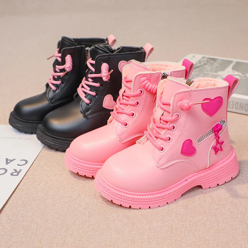 PU Leather Ankle Boots For Kids