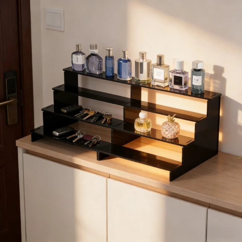 Black Acrylic Multi Tier Shelf