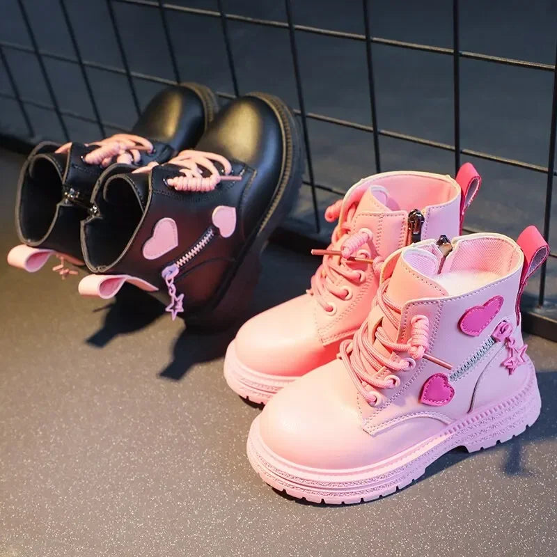 PU Leather Ankle Boots For Kids