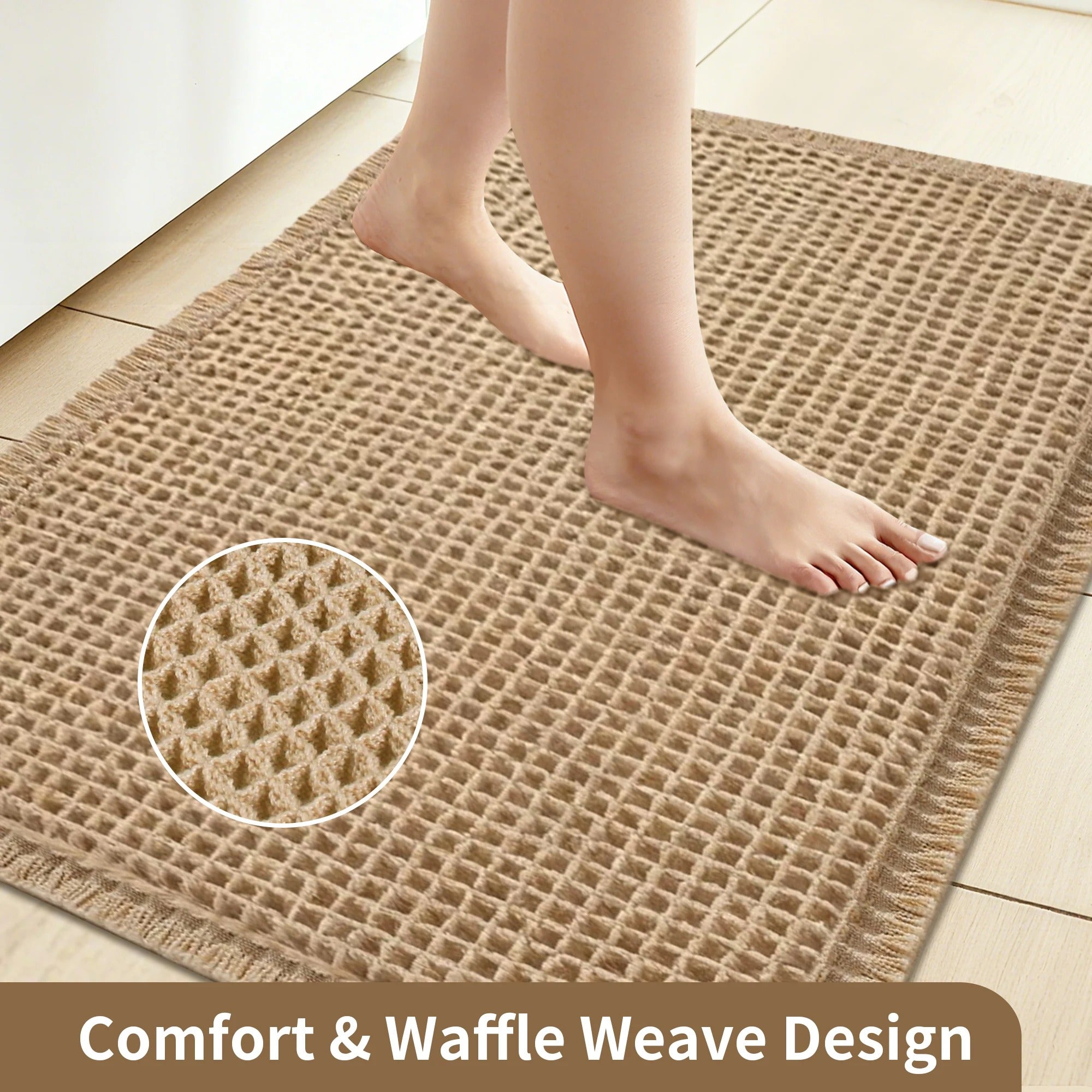 Waffle Design Bathroom Rugs