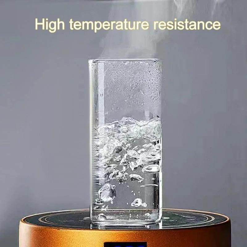 1Pcs Square Heat Resistant Coffee Glass Cup With Lid and Straw Transparent Milk Tea Juice Cups For Home Bar Drinkware