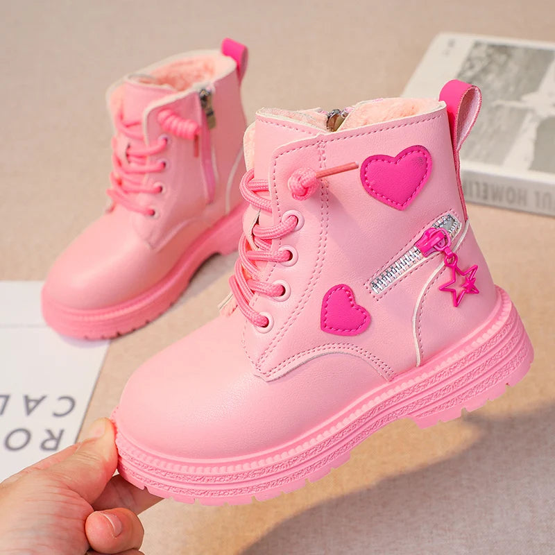 PU Leather Ankle Boots For Kids